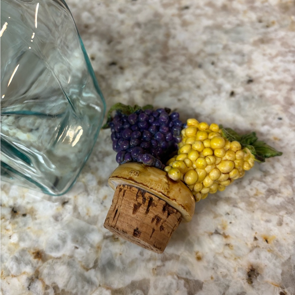 Vintage Italian Decorative Glass Decanter Bottle with Grape Accents - Picture 3 of 5